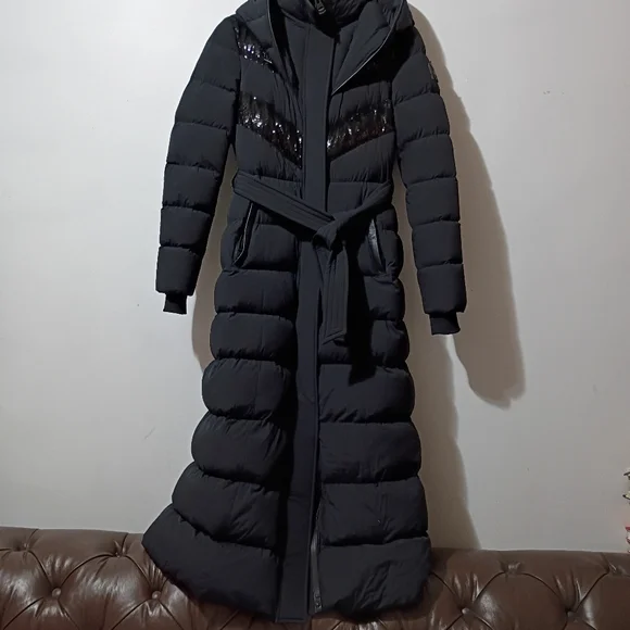 Mackage Adina Down Long Winter Coat With Sequins! Gorgeous!! Size Small Black - Picture 2 of 9